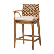 bali & pari Storsel Natural Rattan and Teak Wood Counter Stool, Two-Tone Brown